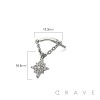 316L SURGICAL STEEL THREADLESS PUSH IN STARBURST CHAIN DANGLE DANGLE CZ TOP PART